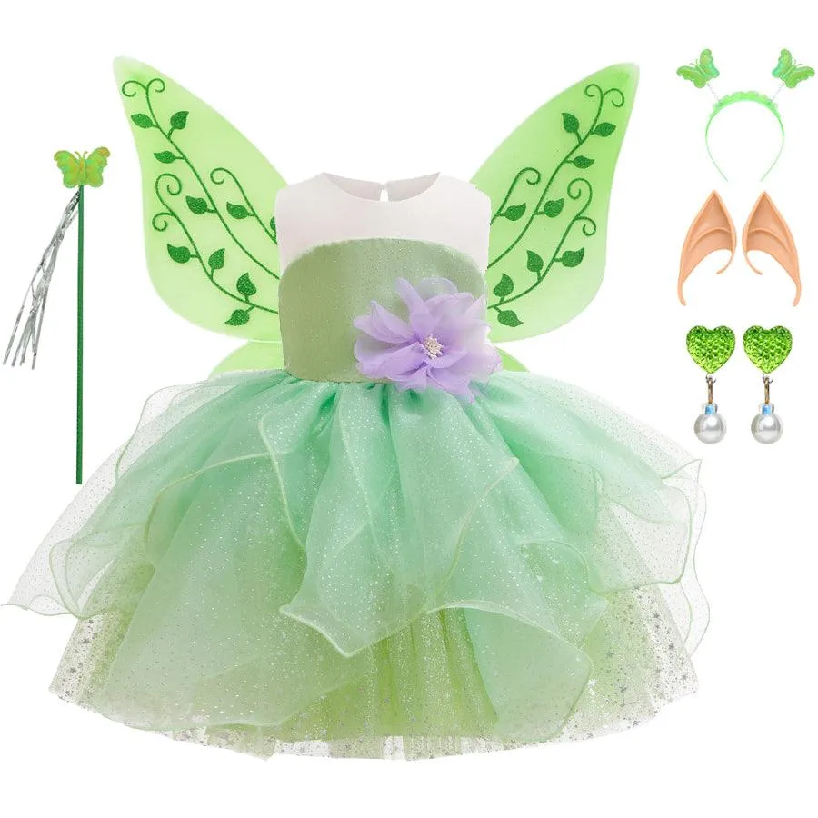 0-5-year-old baby clothes birthday party girl dress mesh splicing flower performance Halloween cosplay party girl evening dress
