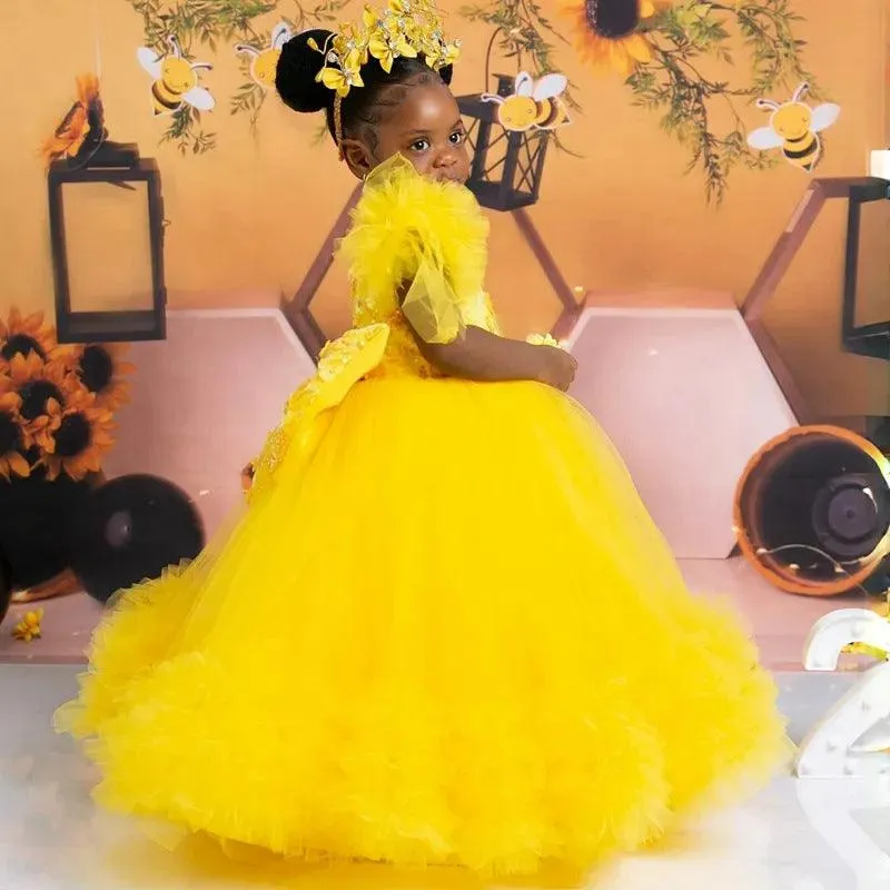 12m-12yrs multicolour sleeve baby birthday party princess dress for wedding dress for girls