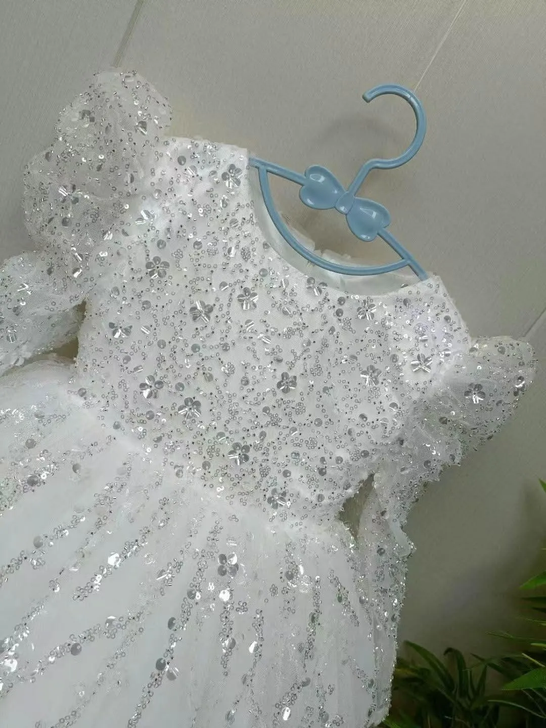 2-12 yrs Girls elegant sequined princess dressfor  birthday long sleeve wedding party dress