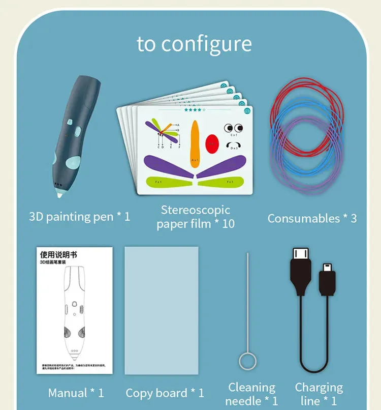 3D Pen Low-Temperature Printing Set _ Blue