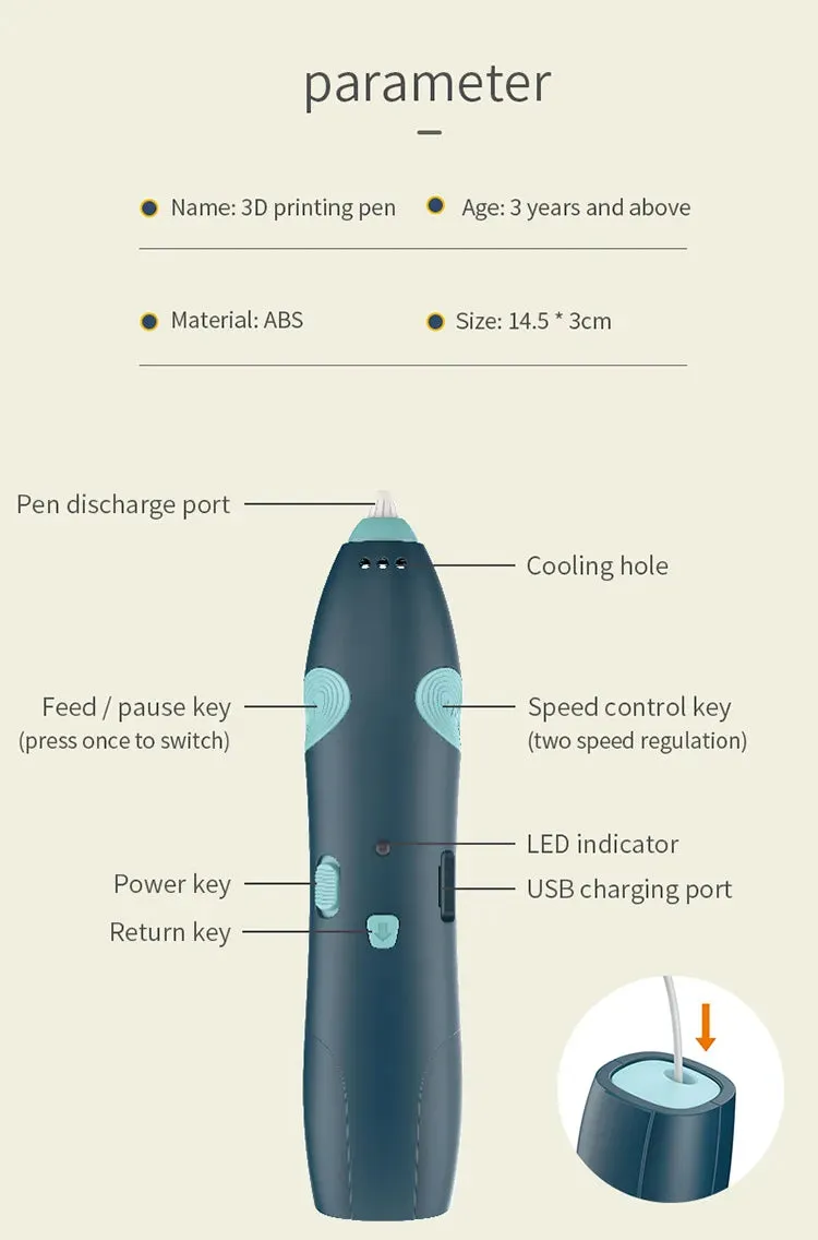 3D Pen Low-Temperature Printing Set _ Blue
