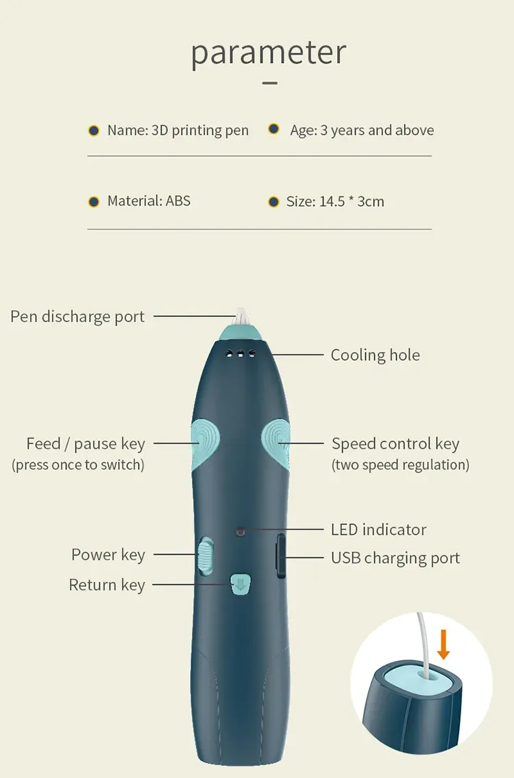3D Pen Low-Temperature Printing Set _ Blue