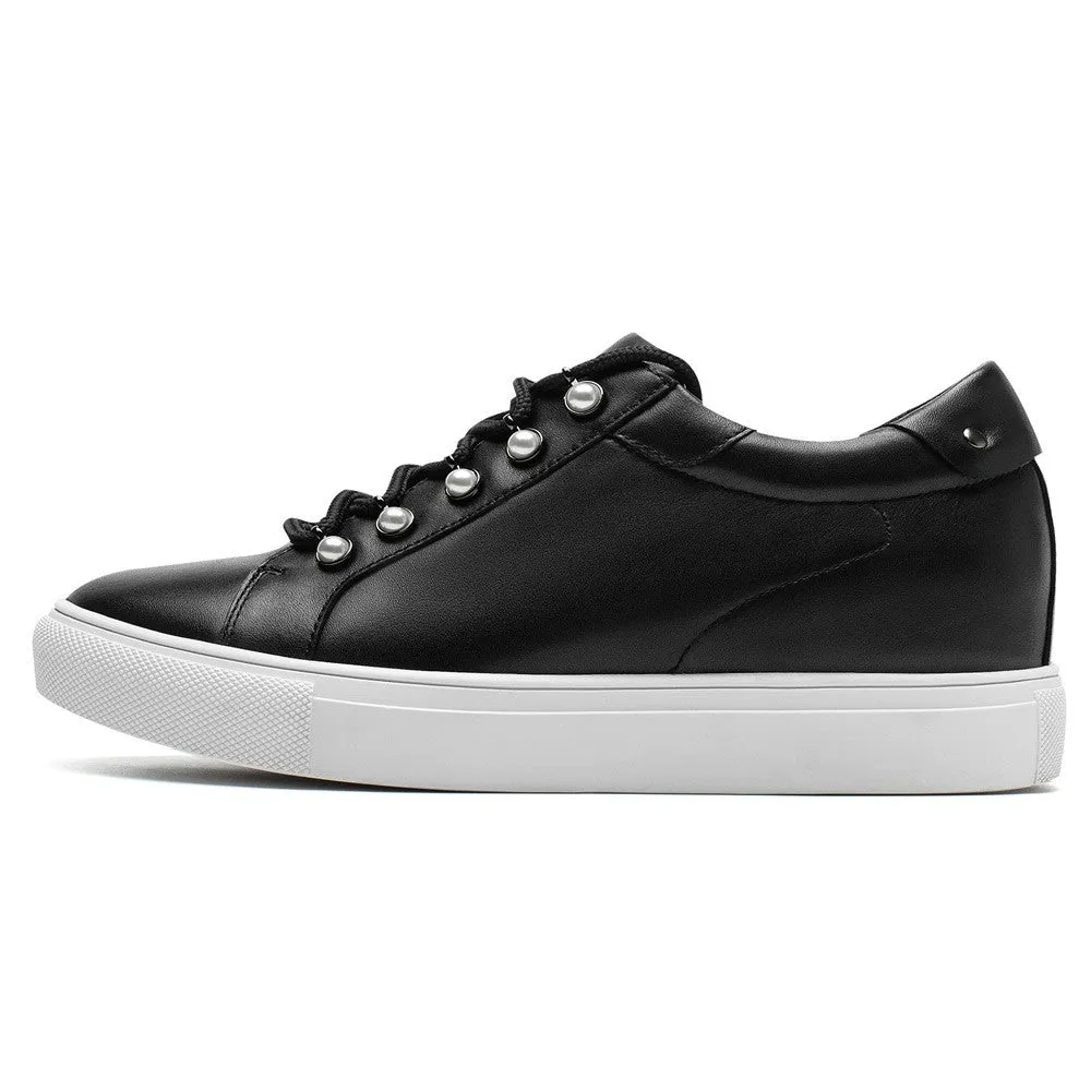 6CM / 2.36 Inches CMR CHAMARIPA Women's Height Boosting Shoes - Elevate Your Style with Black Casual Sneakers