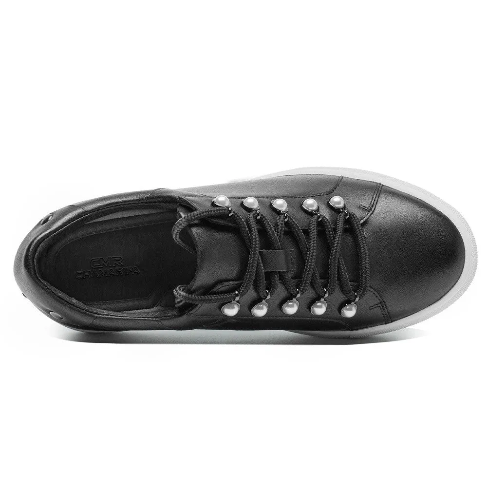 6CM / 2.36 Inches CMR CHAMARIPA Women's Height Boosting Shoes - Elevate Your Style with Black Casual Sneakers