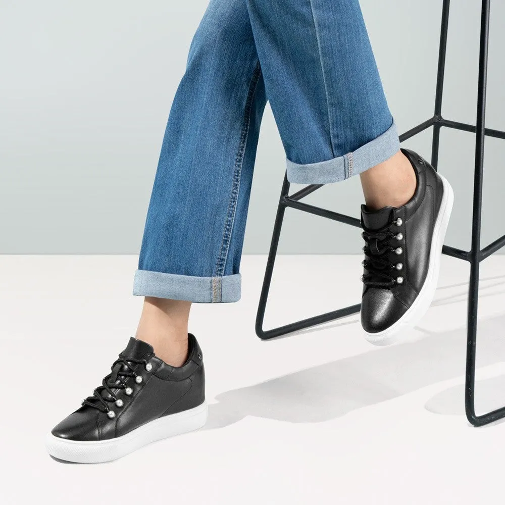6CM / 2.36 Inches CMR CHAMARIPA Women's Height Boosting Shoes - Elevate Your Style with Black Casual Sneakers