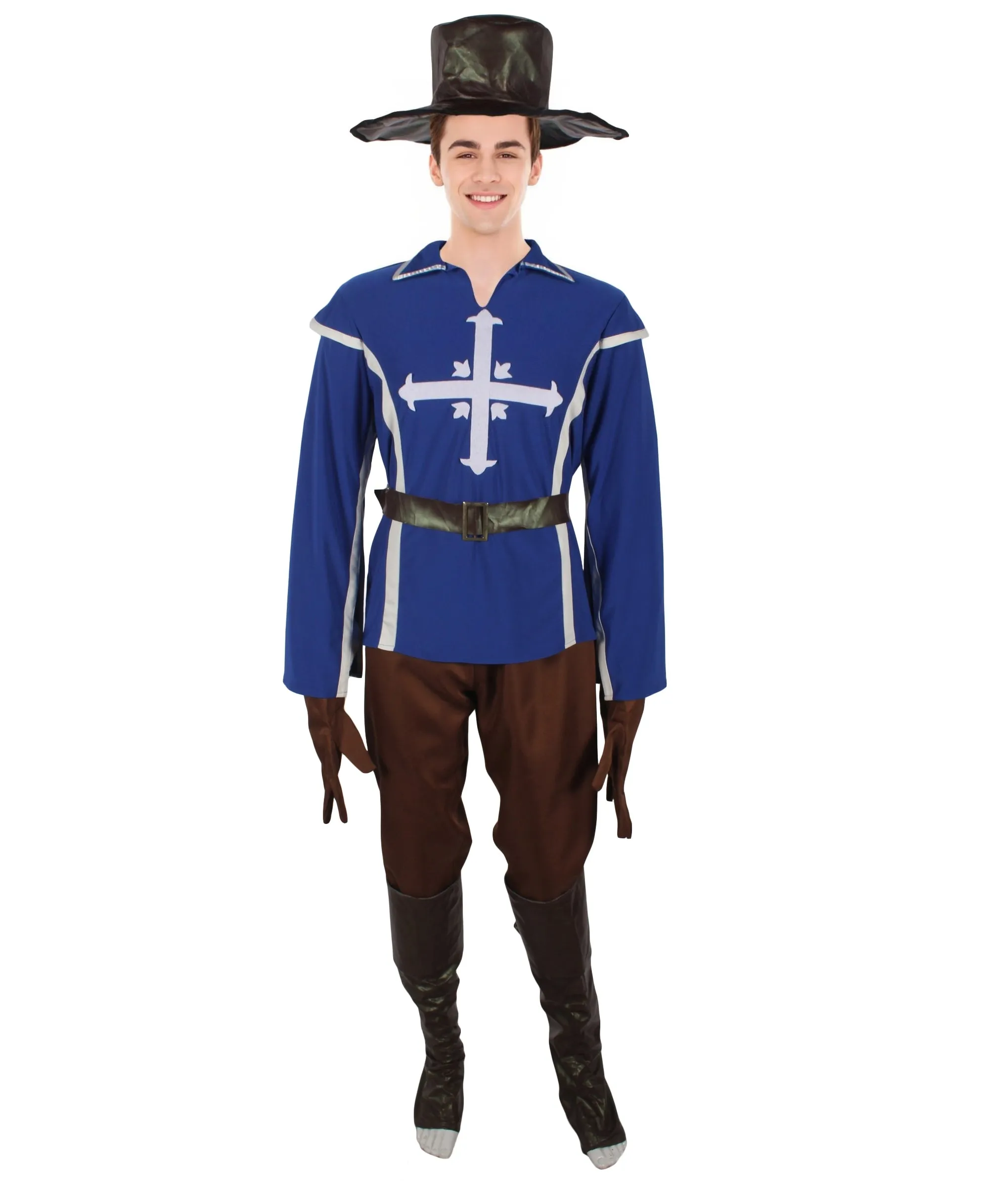 Adult Men's French Historical Novel Blue Soldier Costume | Perfect for Halloween | Flame-retardant Synthetic Fabric