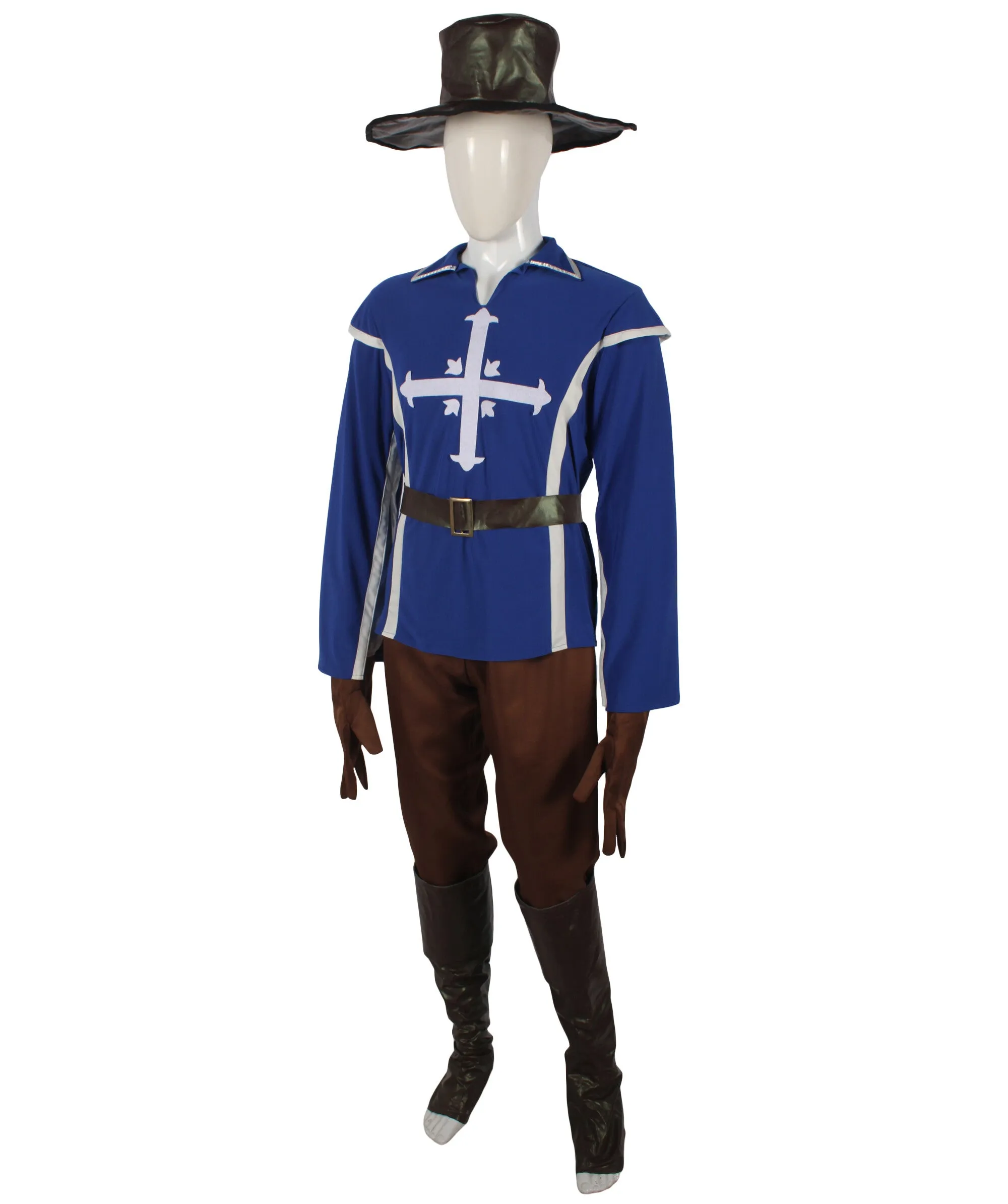 Adult Men's French Historical Novel Blue Soldier Costume | Perfect for Halloween | Flame-retardant Synthetic Fabric