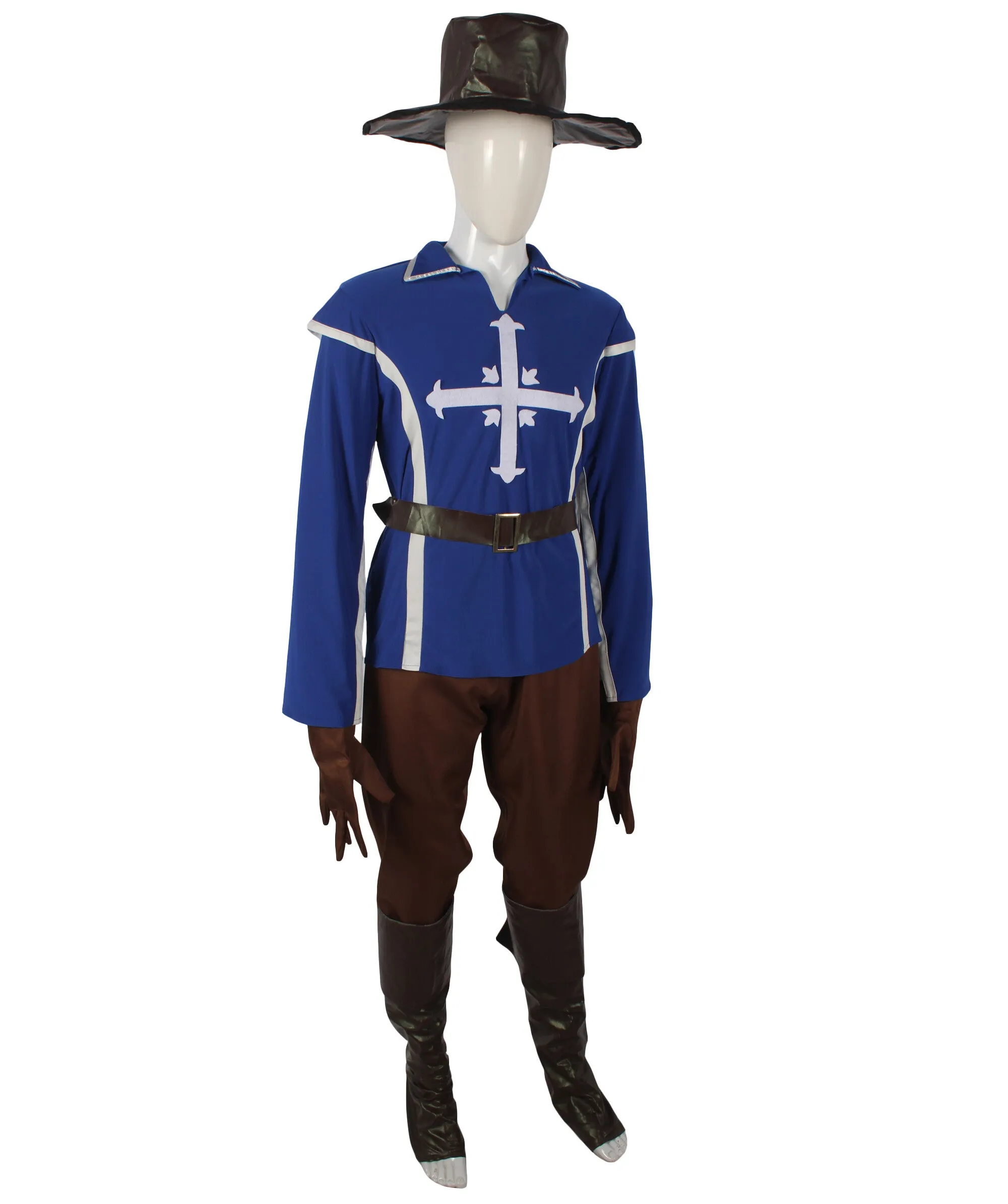 Adult Men's French Historical Novel Blue Soldier Costume | Perfect for Halloween | Flame-retardant Synthetic Fabric