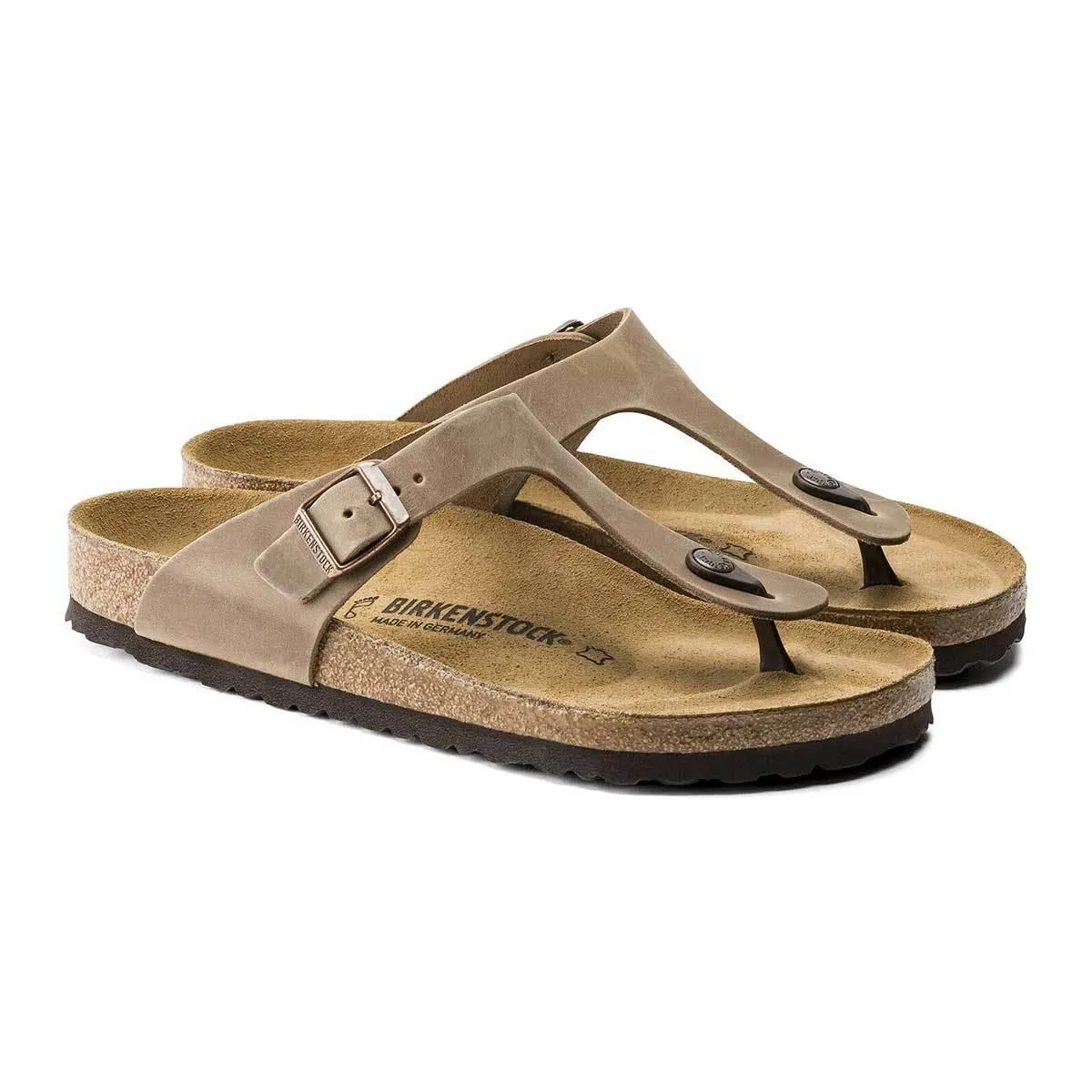 Birkenstock Gizeh Oiled Leather Sandals - Narrow - Tobacco Brown