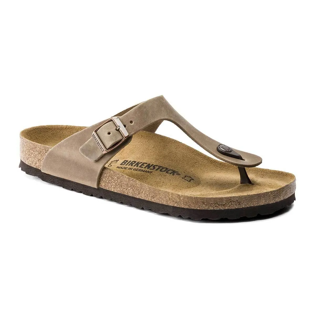 Birkenstock Gizeh Oiled Leather Sandals - Narrow - Tobacco Brown