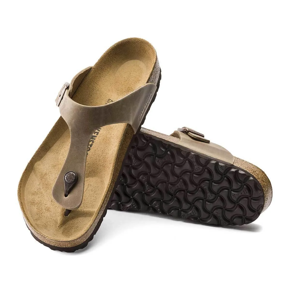 Birkenstock Gizeh Oiled Leather Sandals - Narrow - Tobacco Brown