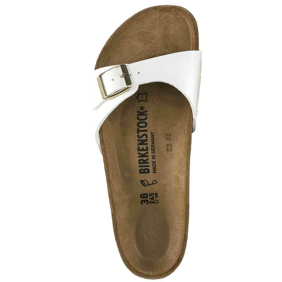 Birkenstock Madrid Birko-Flor Patent Sandals - Regular - White