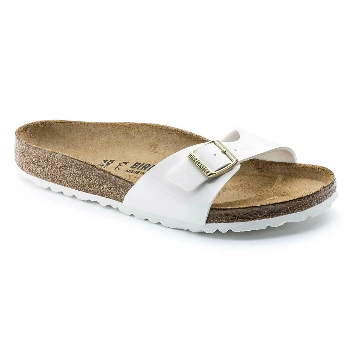 Birkenstock Madrid Birko-Flor Patent Sandals - Regular - White