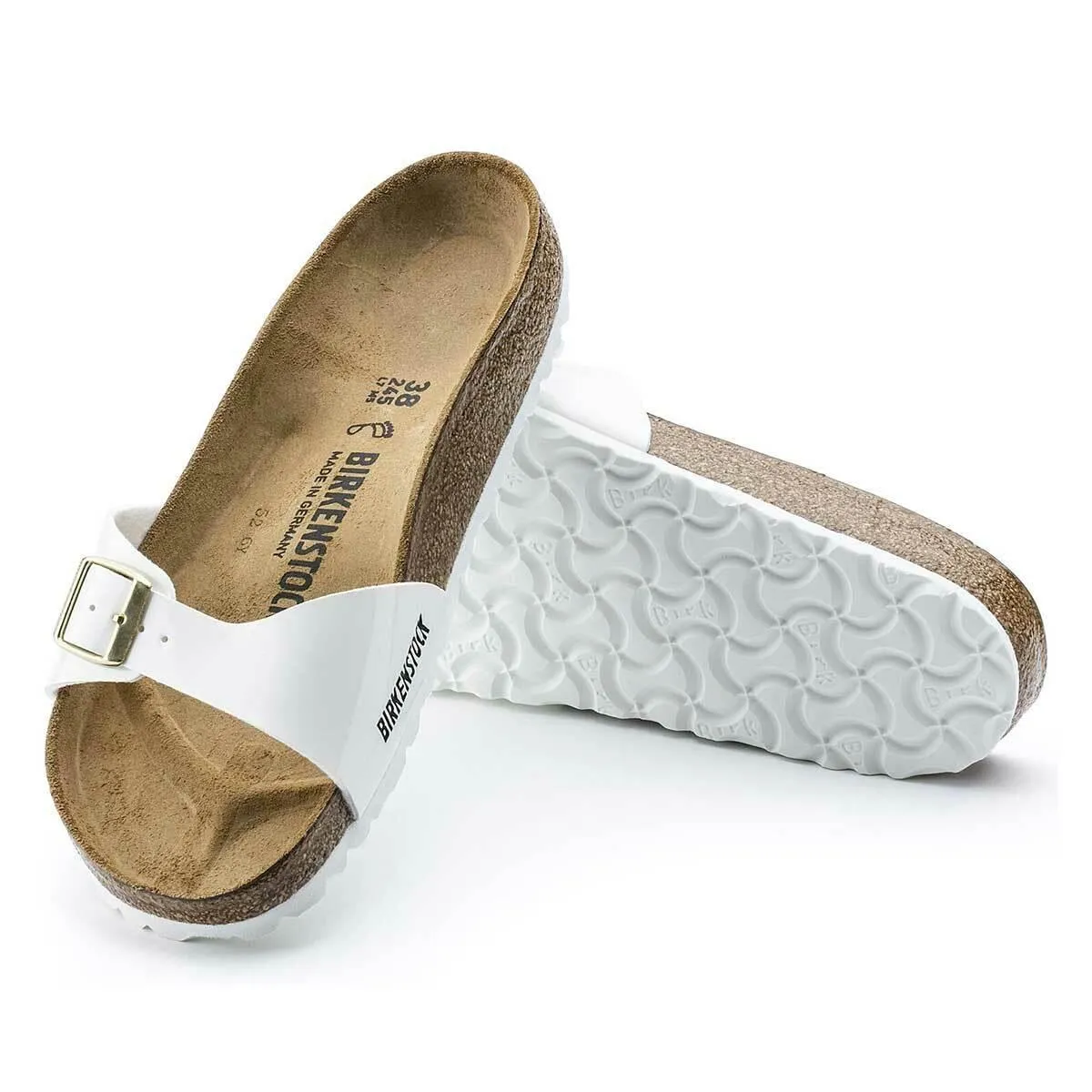 Birkenstock Madrid Birko-Flor Patent Sandals - Regular - White