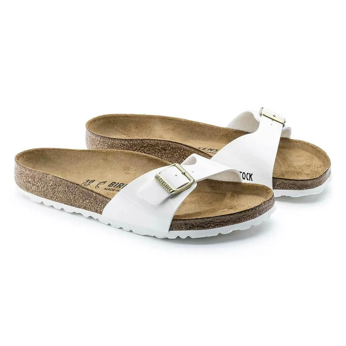 Birkenstock Madrid Birko-Flor Patent Sandals - Regular - White