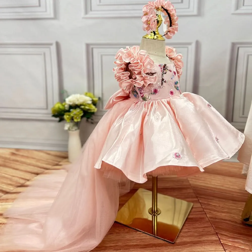 Birthday party embroidery cute fluffy tail stage performance girl princess dress