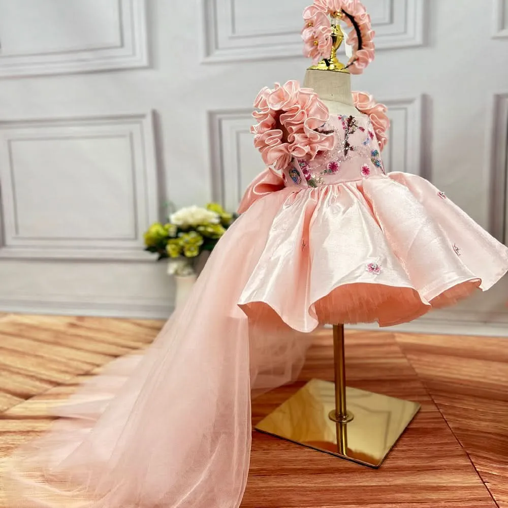Birthday party embroidery cute fluffy tail stage performance girl princess dress
