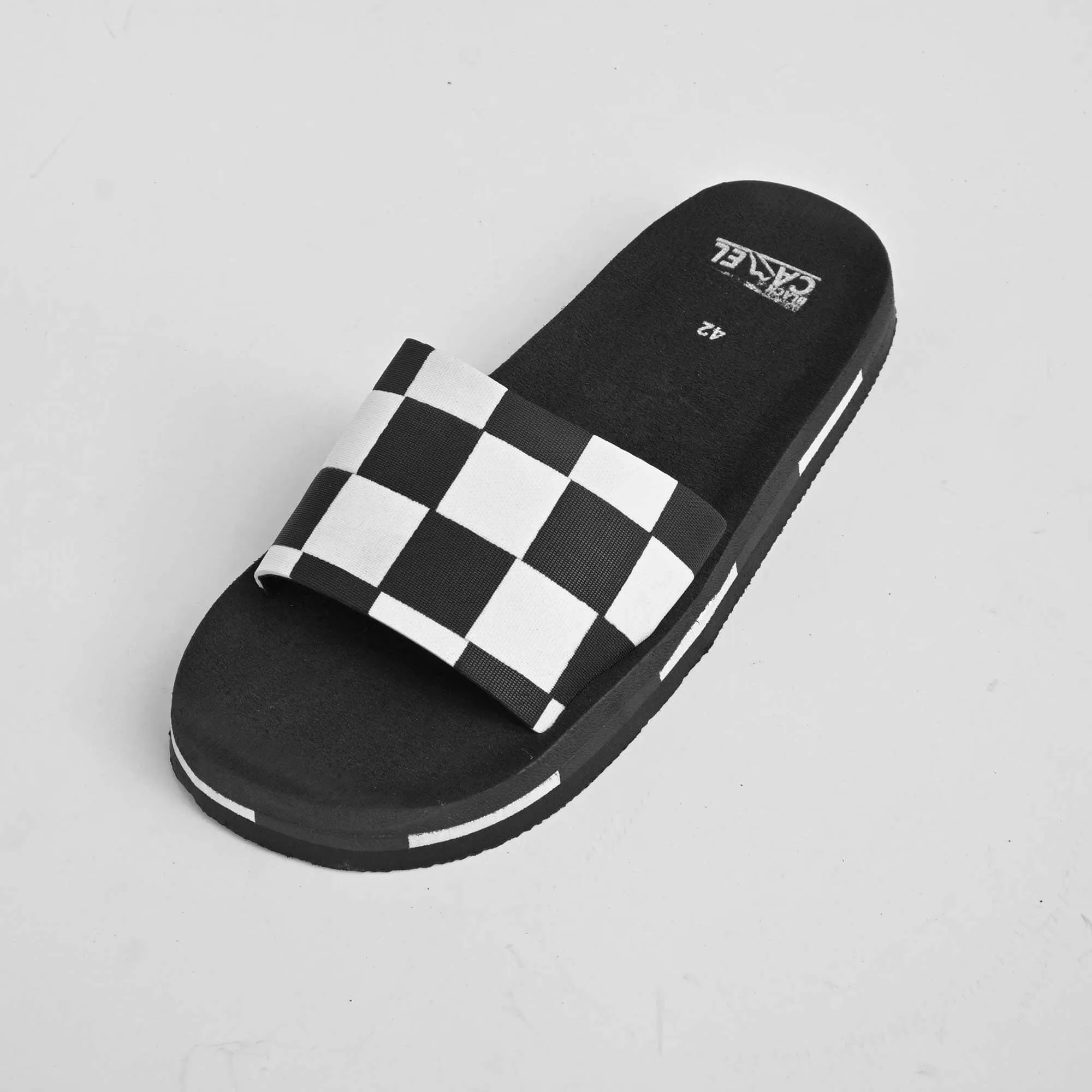 Black Camel Men's Check Design Soft Slides