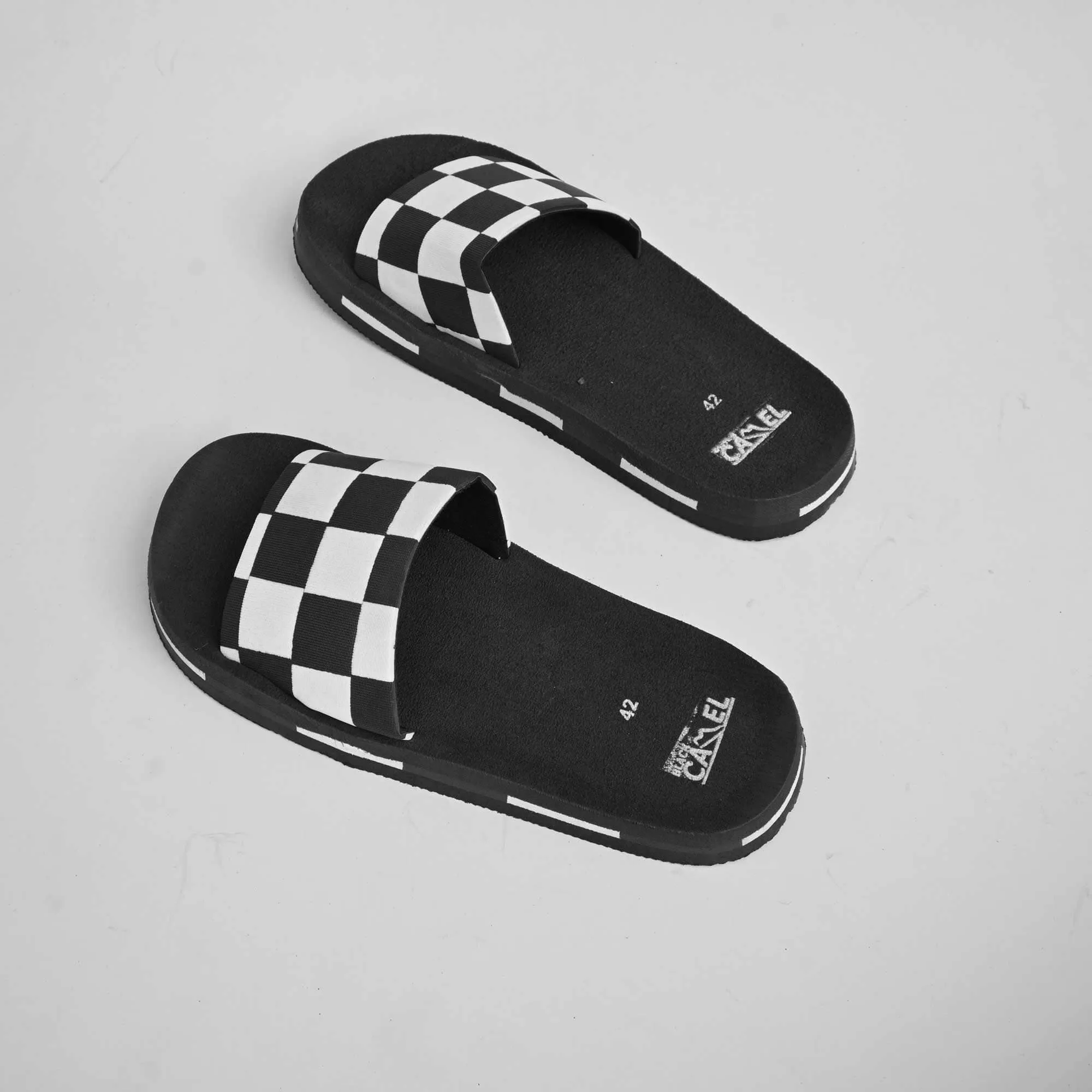 Black Camel Men's Check Design Soft Slides