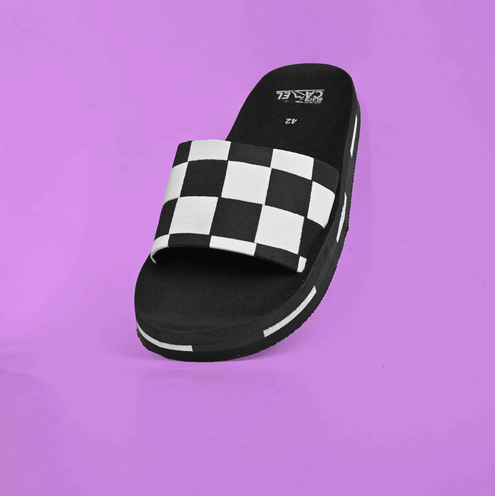 Black Camel Men's Check Design Soft Slides