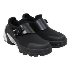 Black Mesh Buckle Vibram Sole Low Top Sneakers