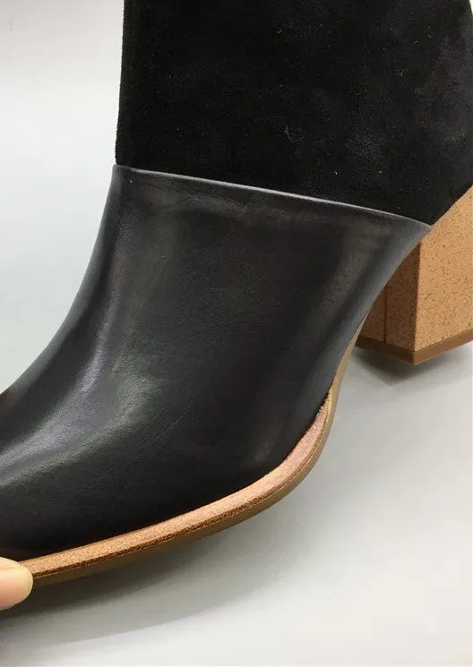 BOOPDO DESIGN BLOCK HEELED ANKLE BOOTS WITH SIDE ZIP