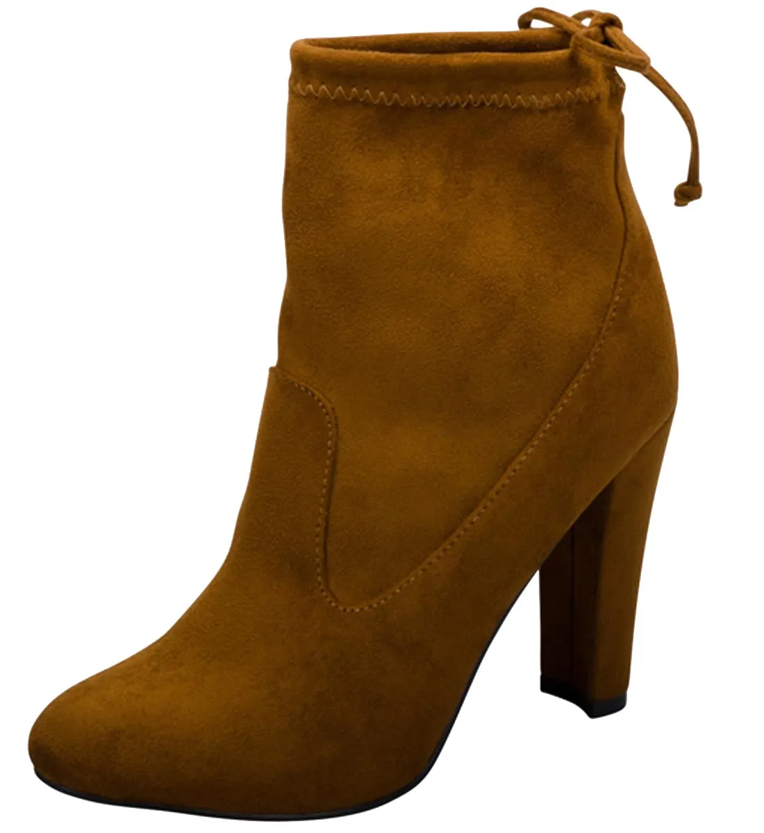 Breckelle's Women's Stretchy Pull On Chunky Heel Bootie