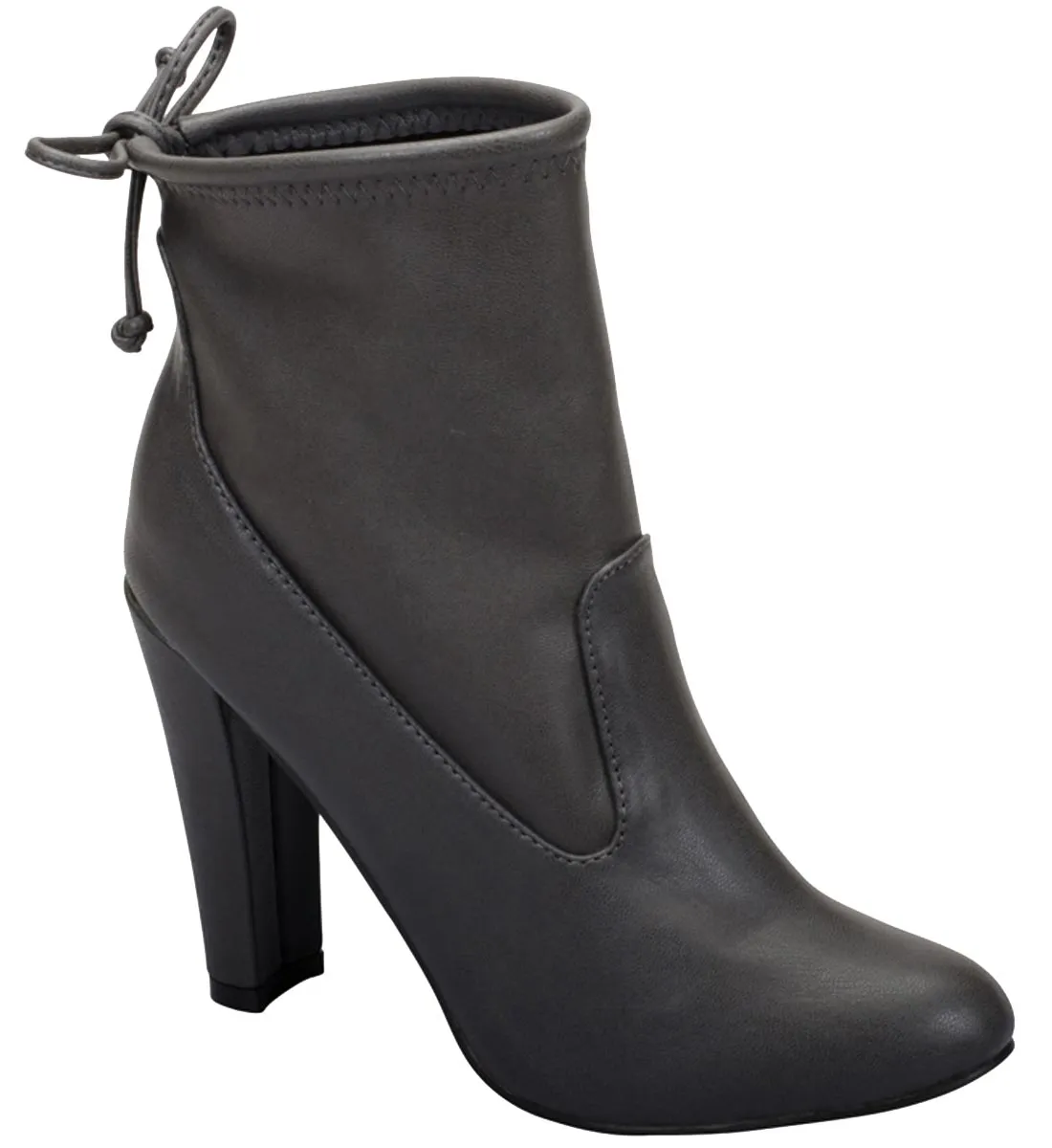 Breckelle's Women's Stretchy Pull On Chunky Heel Bootie