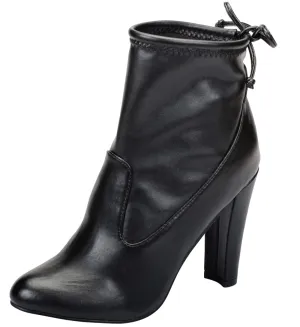 Breckelle's Women's Stretchy Pull On Chunky Heel Bootie