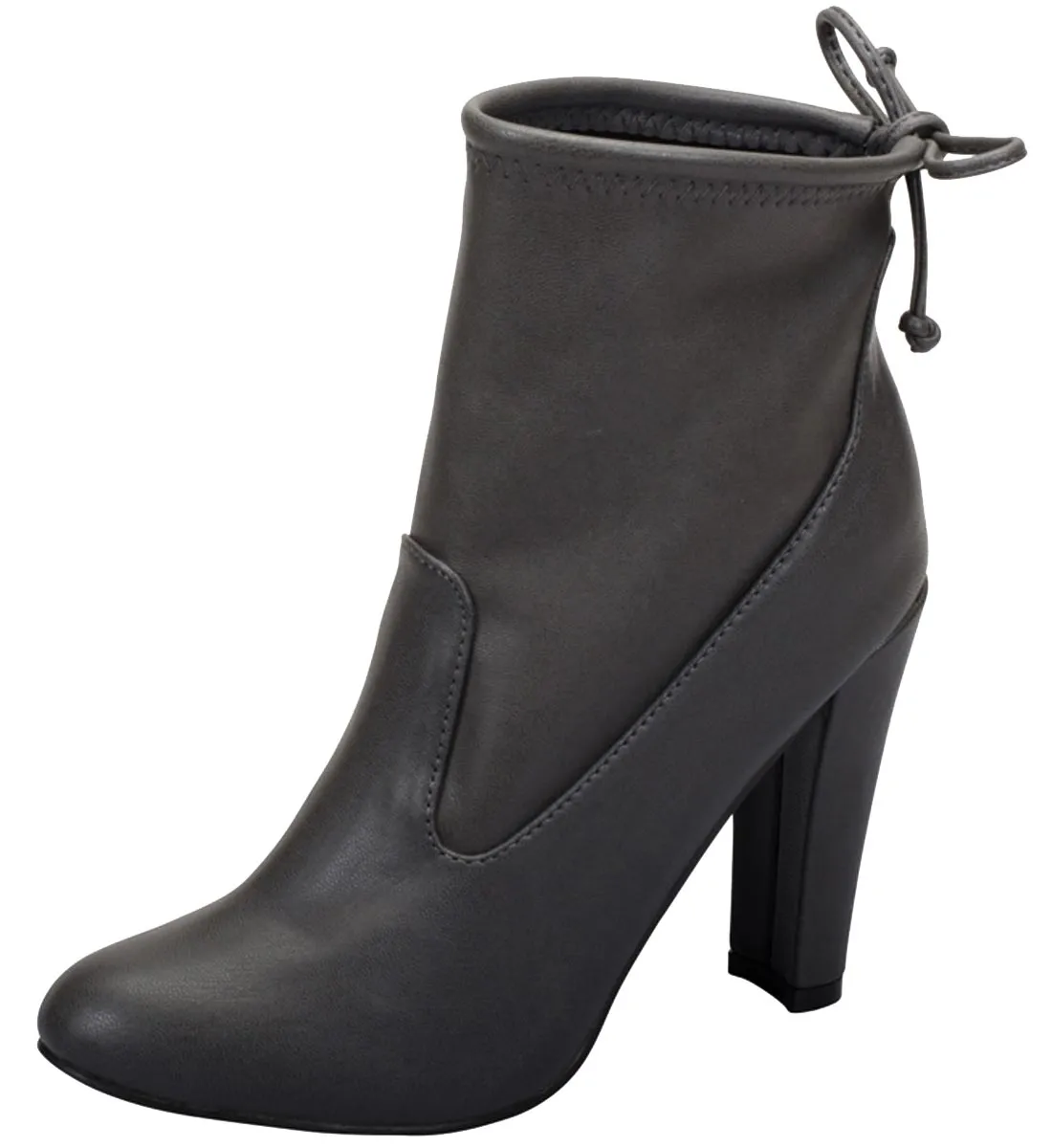 Breckelle's Women's Stretchy Pull On Chunky Heel Bootie