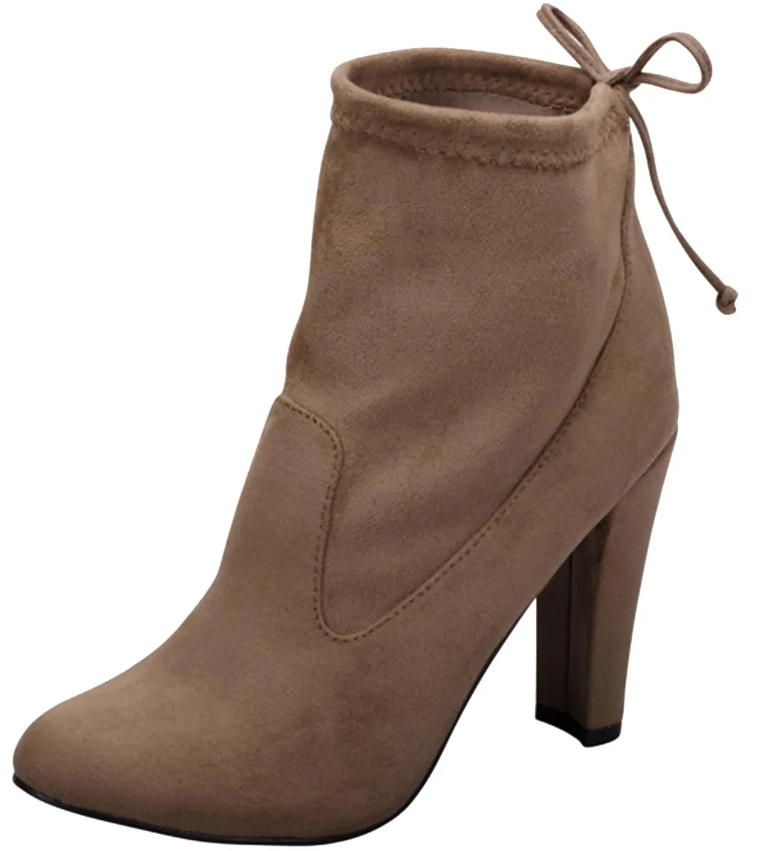 Breckelle's Women's Stretchy Pull On Chunky Heel Bootie