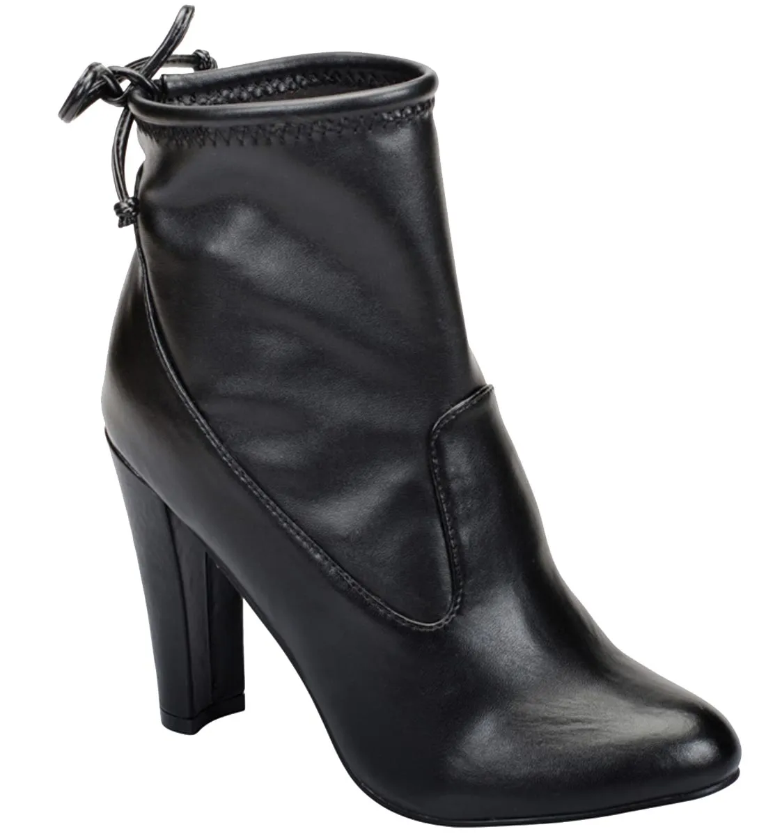 Breckelle's Women's Stretchy Pull On Chunky Heel Bootie