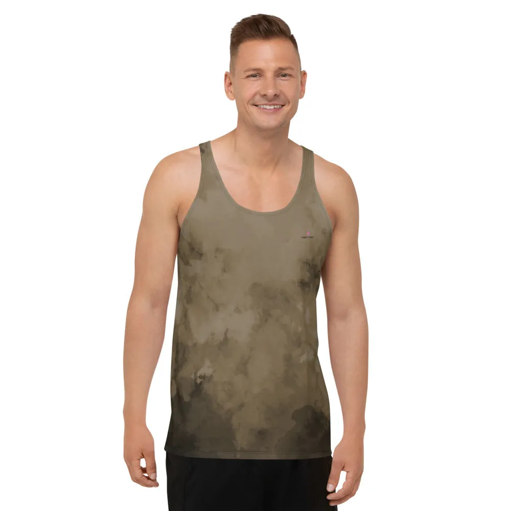 Brown Abstract Unisex Tank Top, Abstract Men's or Women's Designer Tank Tops-Made in USA/EU/MX