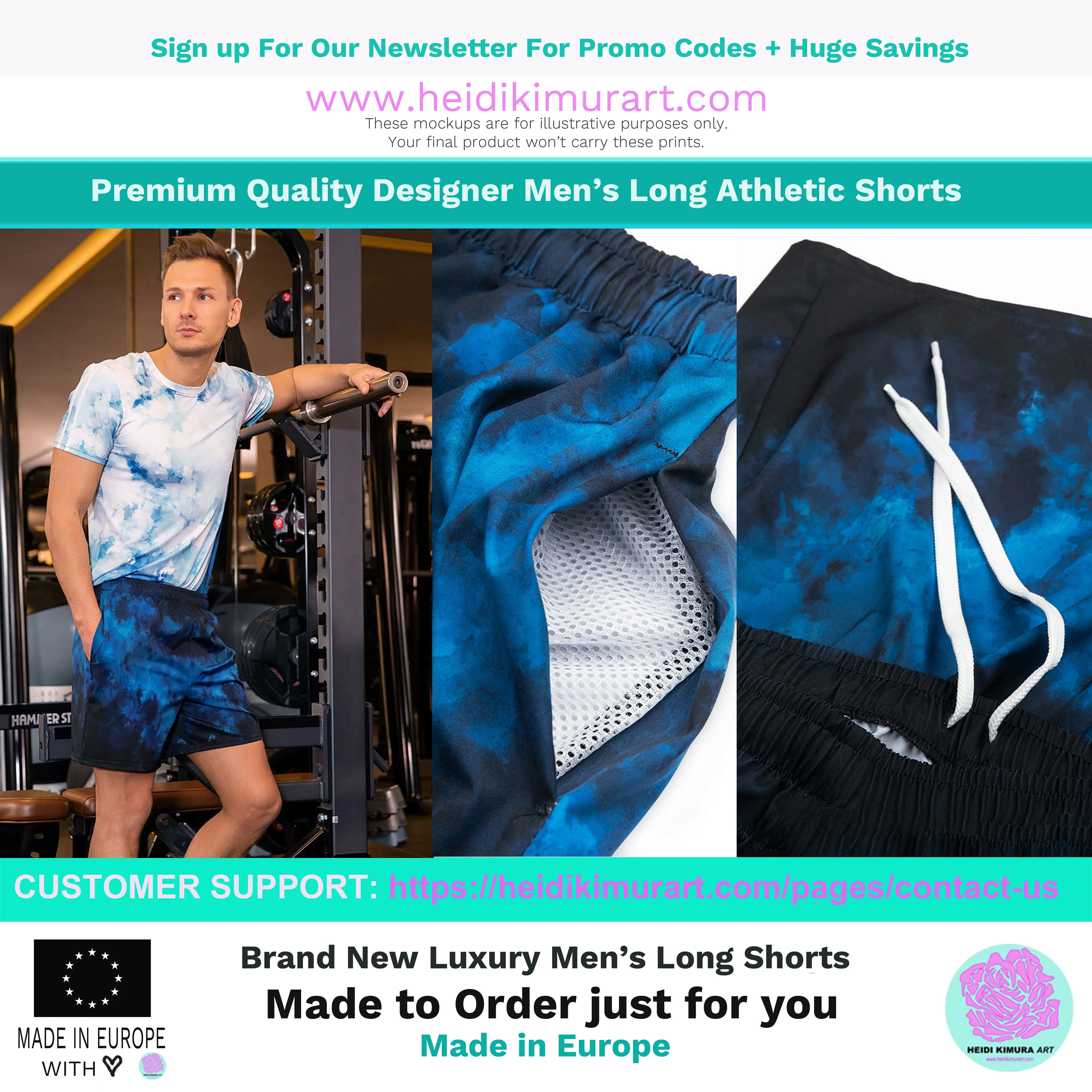 Brown Leopard Men's Shorts, Animal Print Athletic Workout Long Shorts- Made in EU, USA, MX