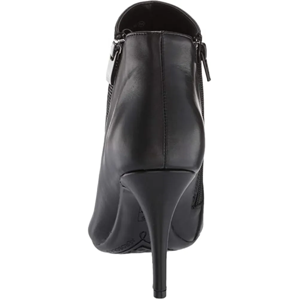 Deadline Black Leather Aerosoles Ankle Boots