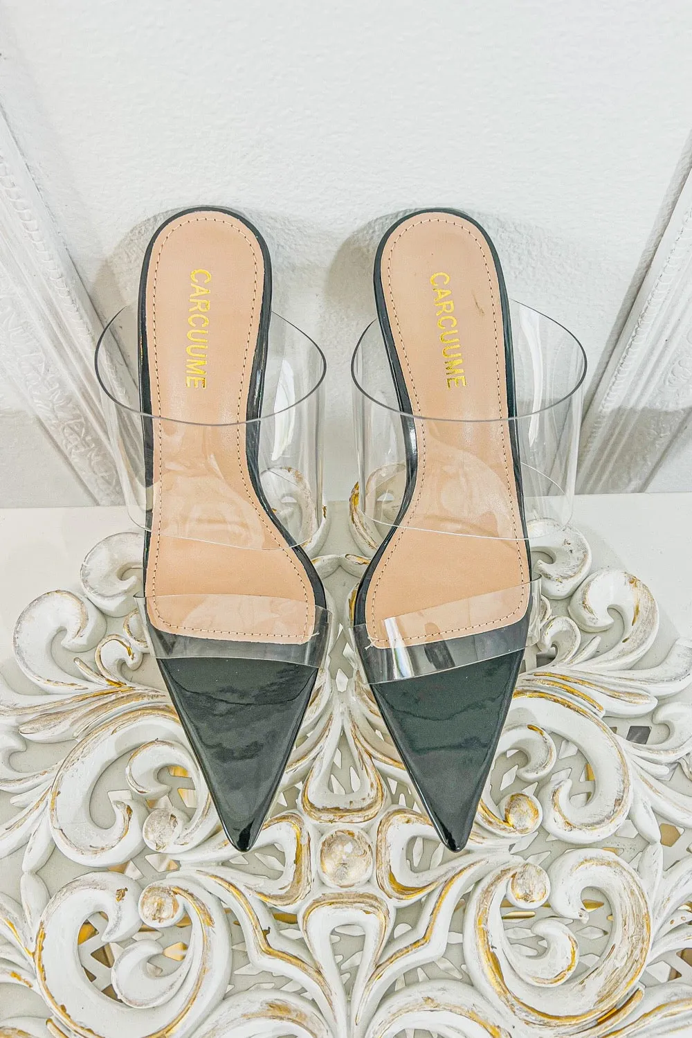 Double Clear Straps Pointy High Heels