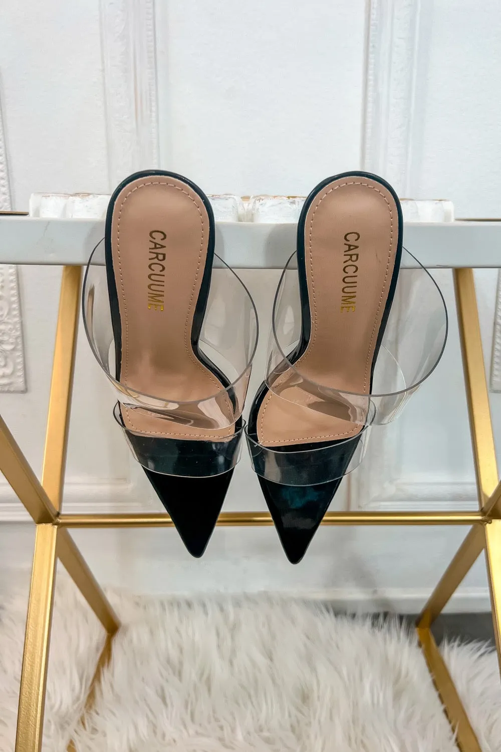 Double Clear Straps Pointy High Heels