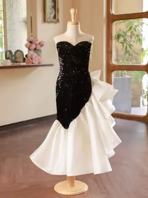 Elegant Princess Dress Shimmering Black and White Gown
