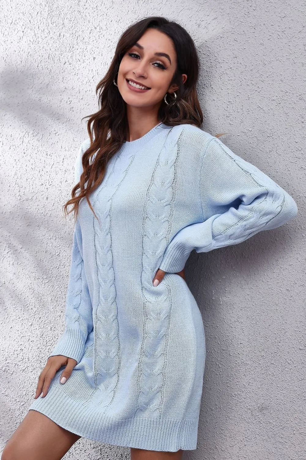 Falling For You Solid Colored Sweater Dress