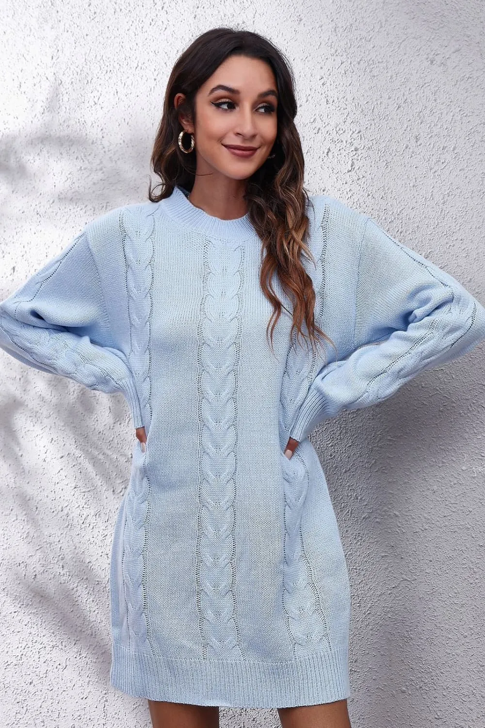 Falling For You Solid Colored Sweater Dress