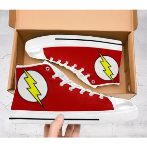 Flash Superhero Comics Shoes High Top Sneakers for Kids and Adults