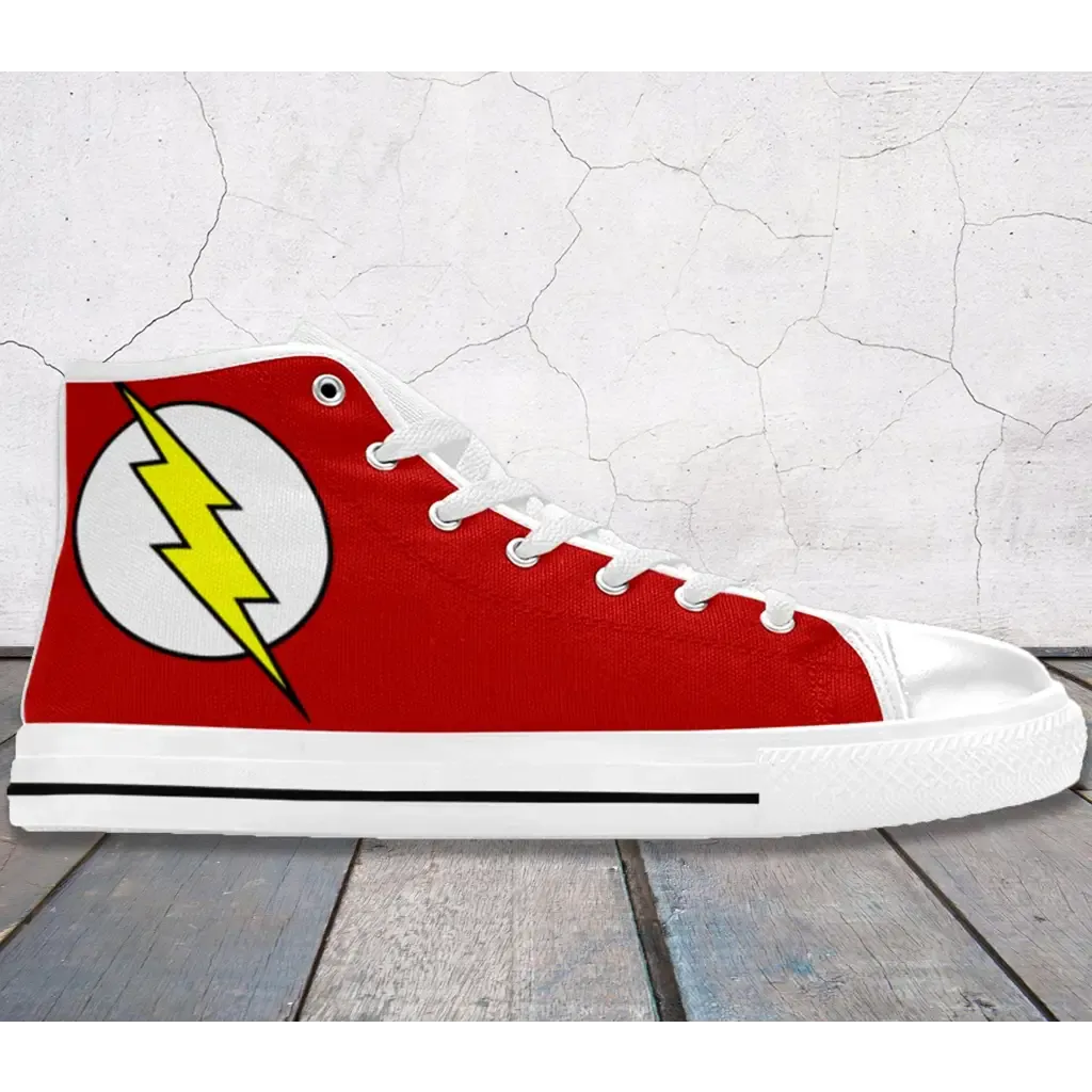 Flash Superhero Comics Shoes High Top Sneakers for Kids and Adults