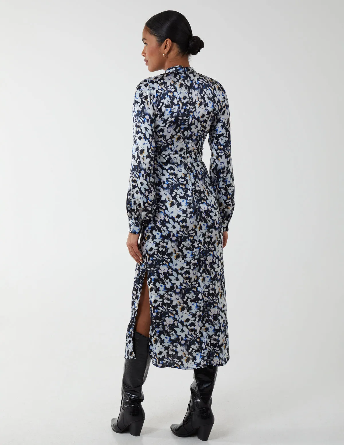 Floral Print High Neck Dress