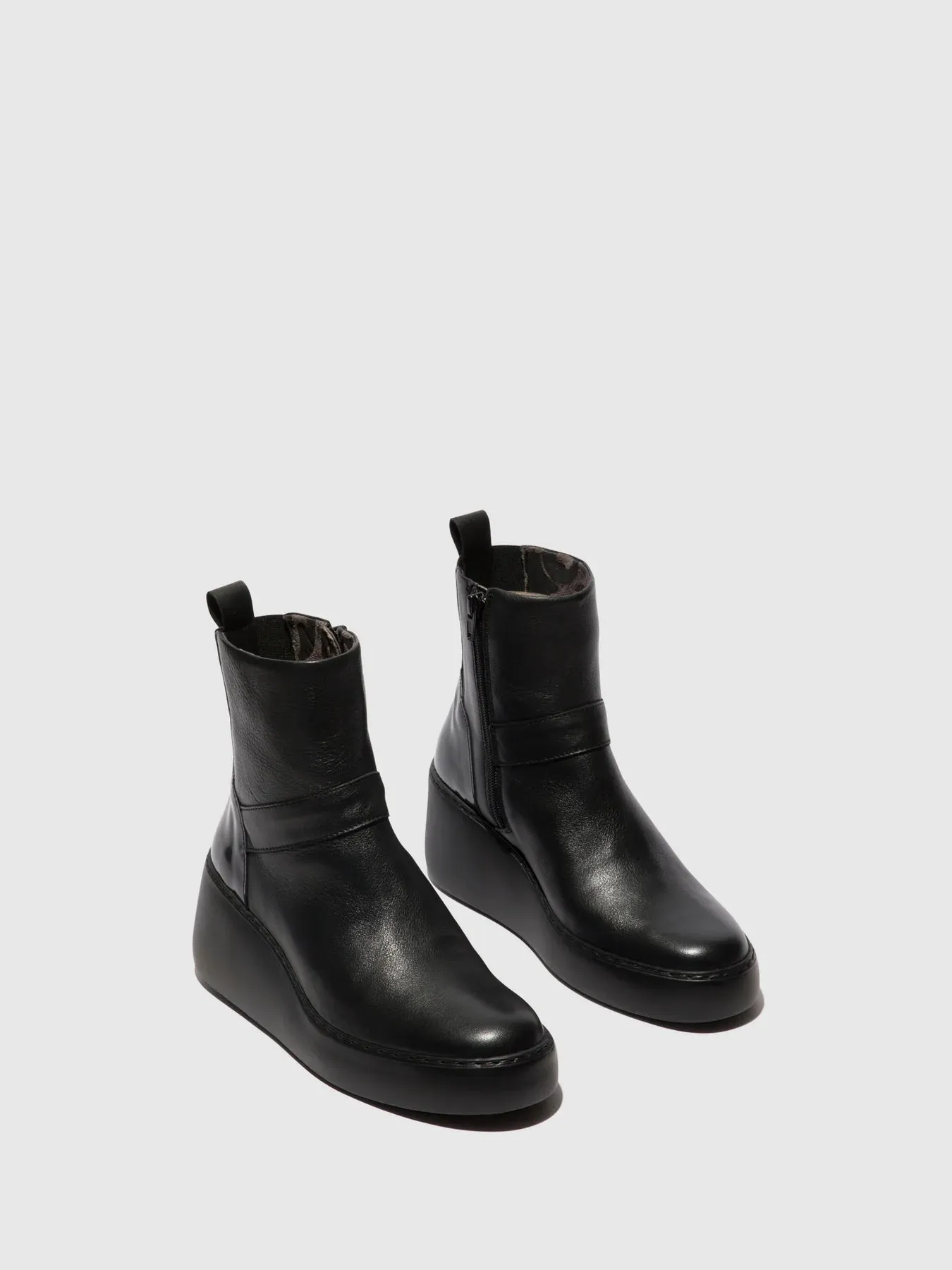 Fly London Women's DOXE604FLY Zip-Up Ankle Boots Black