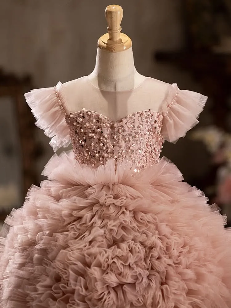 Girls' dress Princess Dress TUTU dress Birthday for baby pink