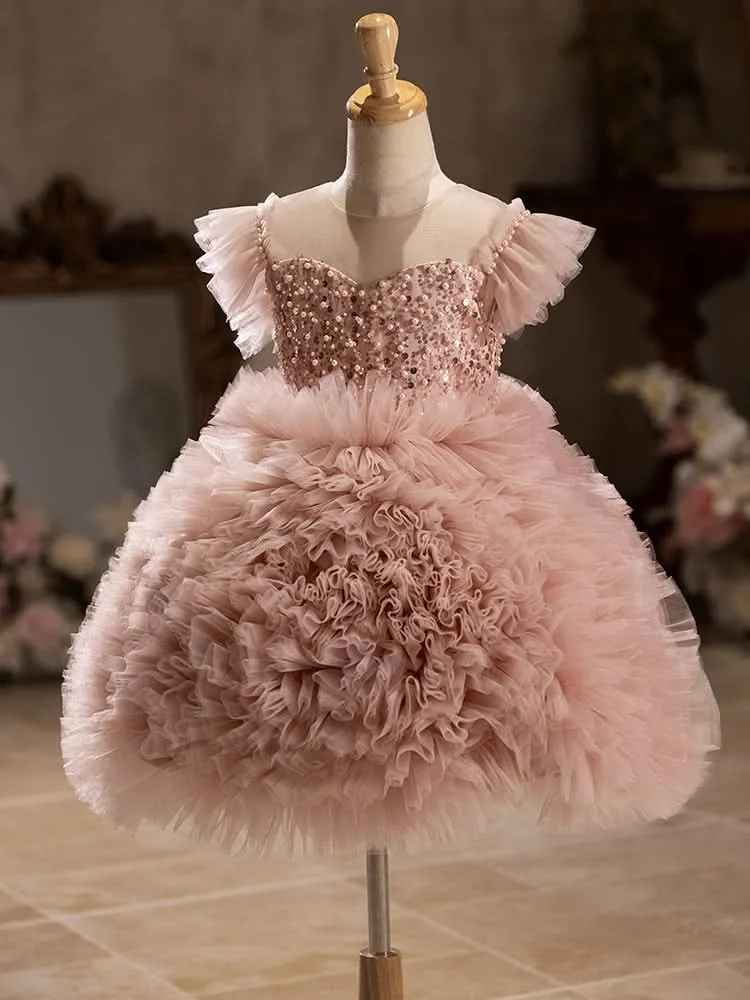 Girls' dress Princess Dress TUTU dress Birthday for baby pink