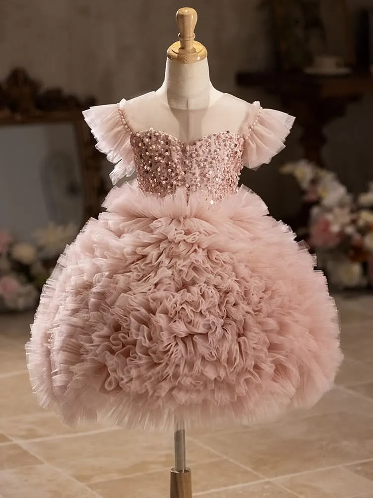 Girls' dress Princess Dress TUTU dress Birthday for baby pink