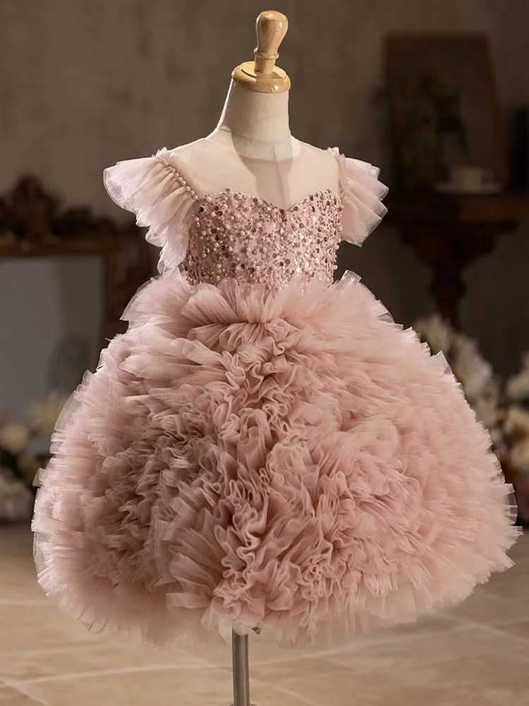 Girls' dress Princess Dress TUTU dress Birthday for baby pink