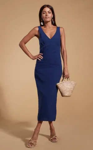 HALO Thalia Midi Dress in Navy