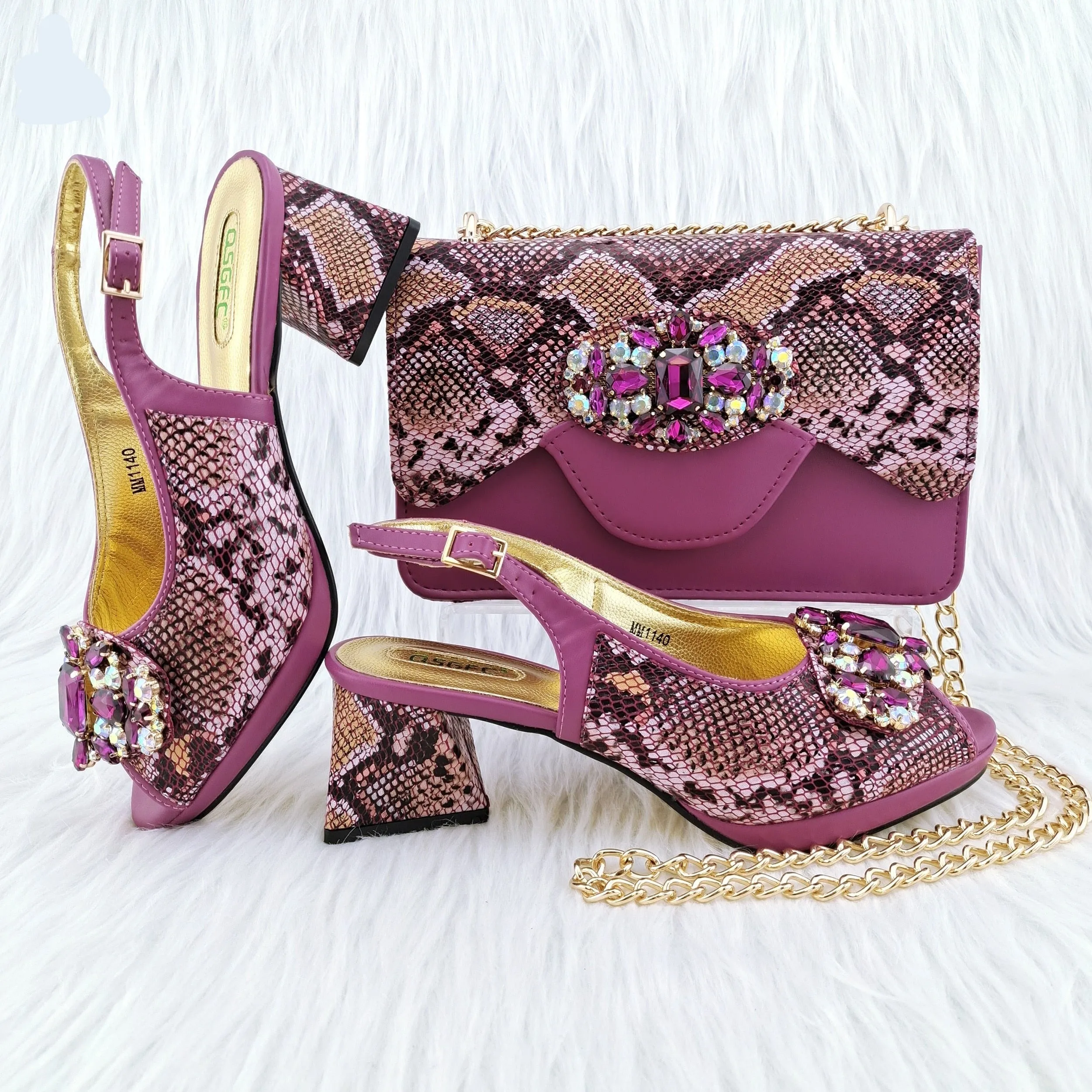 Hnzxzm New Arrivals Classic Design Stitching Style Shoes And Three-Dimensional Bag Big Diamond Decoration Noble Shoes With Bag